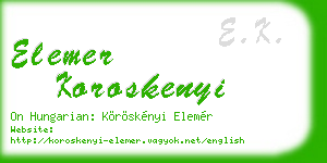 elemer koroskenyi business card
