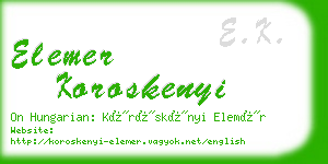 elemer koroskenyi business card